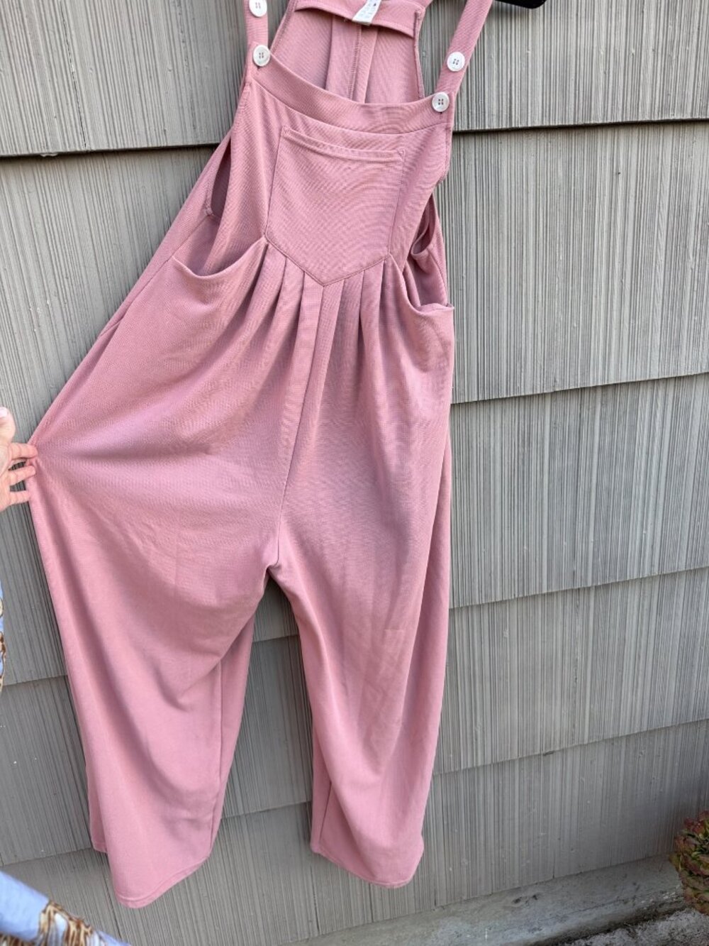 Halara Waffle Knit Overalls Small Mauve Pink Wide Leg Jumpsuit Bib Strap Stretch